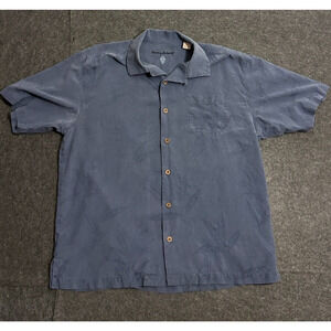 Tommy Bahama Men's Button Down Shirt Blue Silk Textured Floral Size Large
